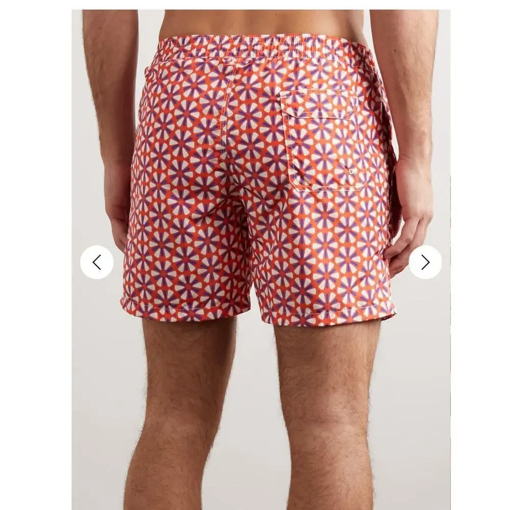 Straight-Leg Mid-Length Printed Swim Shorts Size Small T1188